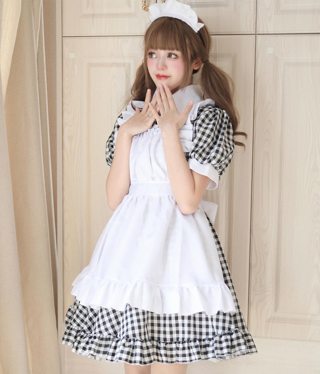 French Maid Dress Cosplay Anime Halloween Kostüm Set Mit Kleid, Schürze, Kopfbedeckung - Niedliche K
