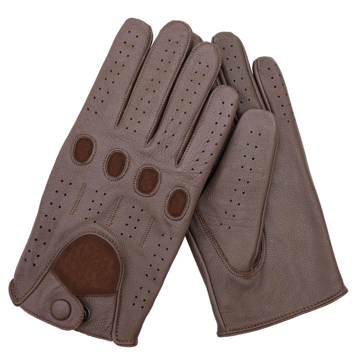 Leatherick Autofahrer Handschuhe Herren – Weiche, Perforierte Fahrhandschuhe mit atmenden Fingerknöc