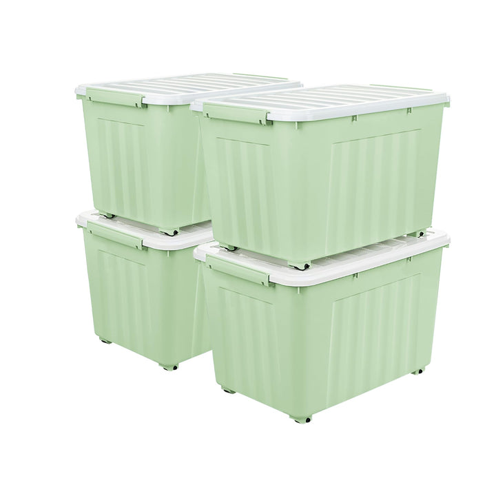 Cetomo 55 l x 4 Kunststoff-Aufbewahrungsbox, grün, Tragetasche, Organisationsbehälter mit robustem D