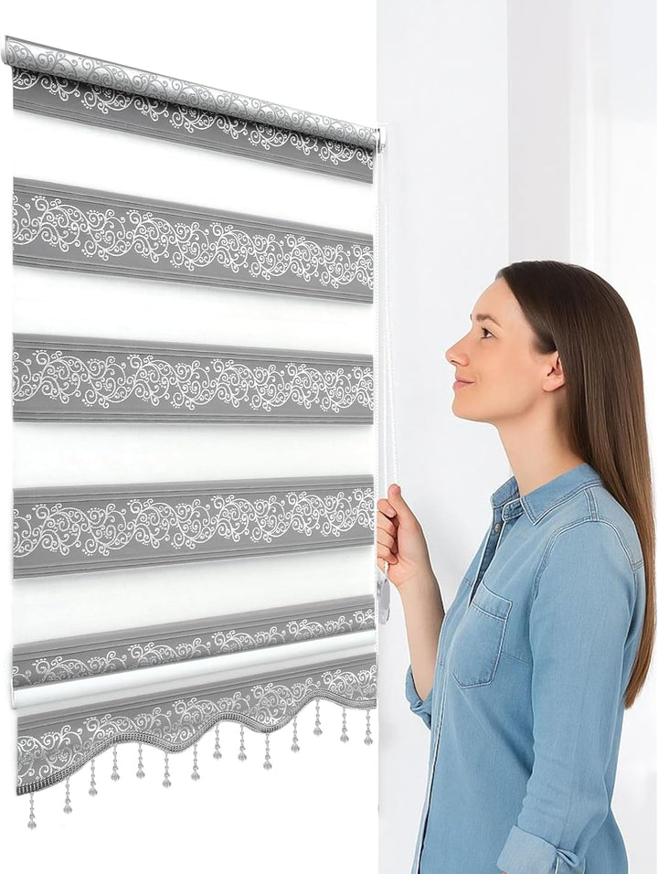Brillant Doppelrollo Klemmfix ohne Bohren Grau Silber 200 x 80 cm (Länge x Breite) Duorollo Blickdic