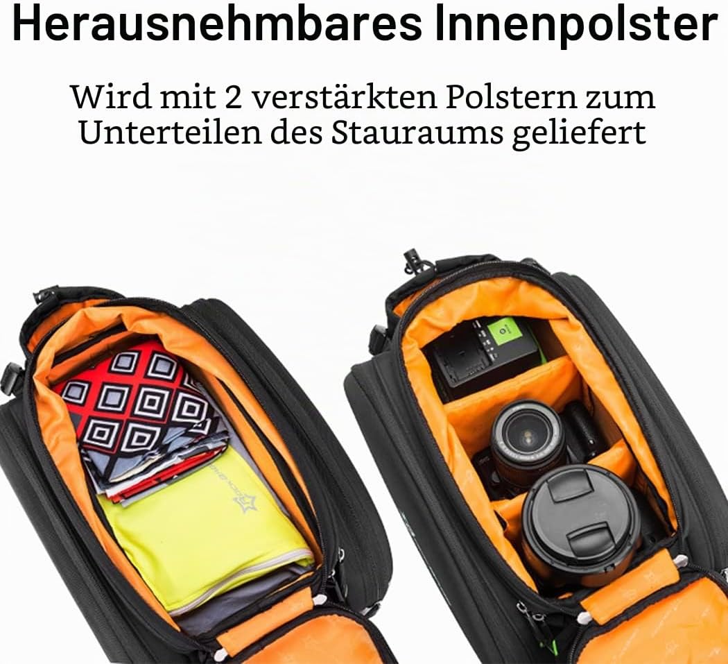 ROCKBROS Fahrrad Gepäckträgertasche wasserdichte Fahrradtasche für Gepäckträger mit Regenschutz 17-3