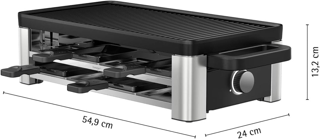 WMF Lono Selection Raclette Grill 8 Personen – Hochwertiger Cromargan Edelstahl, 1500W Leistung, ker