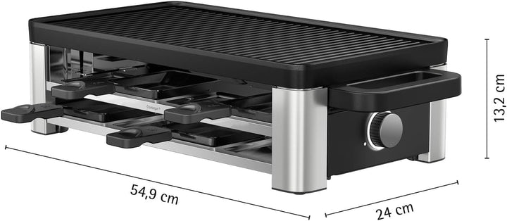 WMF Lono Selection Raclette Grill 8 Personen – Hochwertiger Cromargan Edelstahl, 1500W Leistung, ker