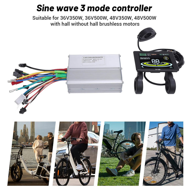 BuyWeek E-Bike Brushless Motor Controller Kit, 36V 48V 350W 500W 20A 3 Modus Sinuswelle Controller u