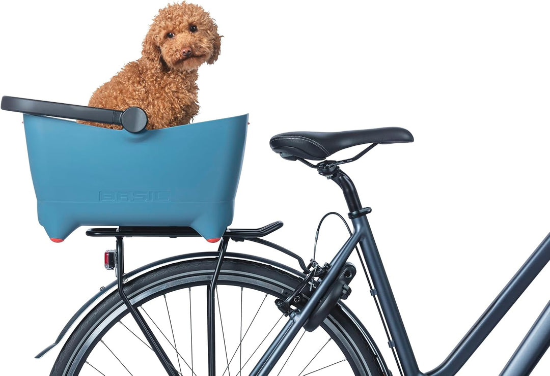 Basil Buddy MIK Hundefahrradkorb - 32L, Blau, Robust, Inkl. abschliessbarem MIK-System und MIK Carri