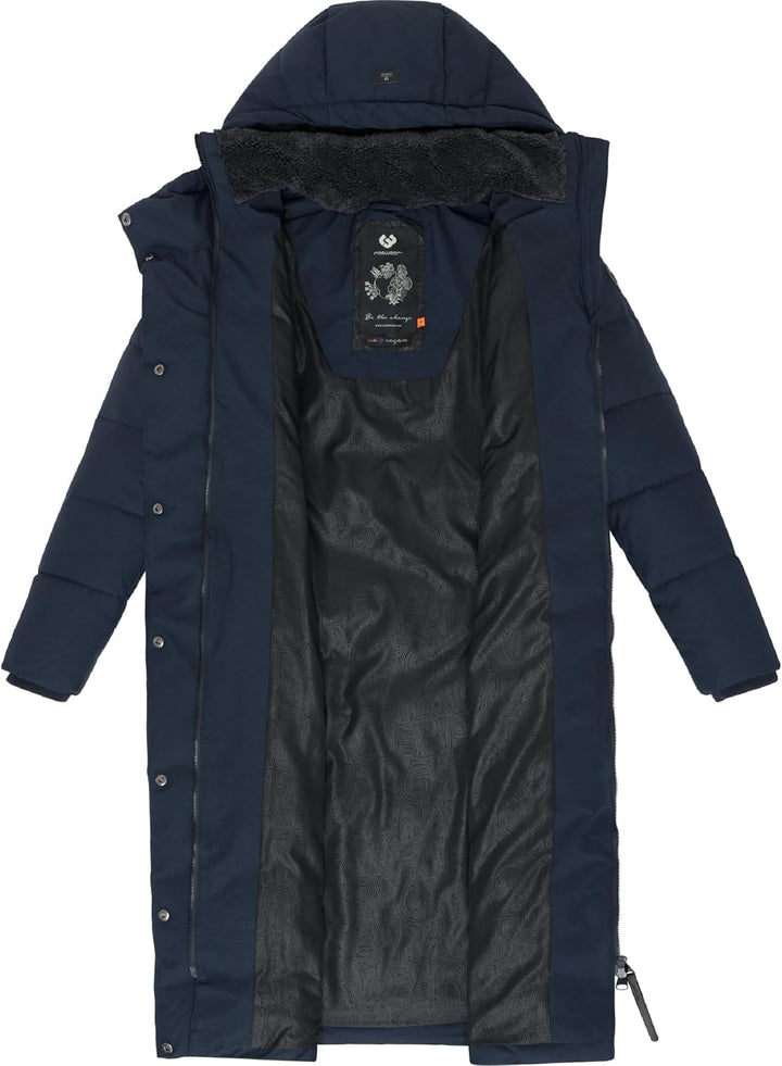 Ragwear Damen atmungsaktiver Wintermantel Warmer wasserdichter Steppmantel lang mit Kapuze Pavla Lon