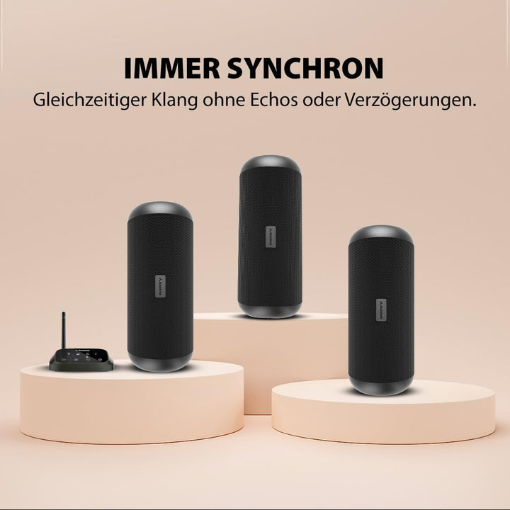 Avantree Harmony 2 - Multiroom Lautsprecher System, Kabelloses Stereo-Set mit Bluetooth- und Kabel-E