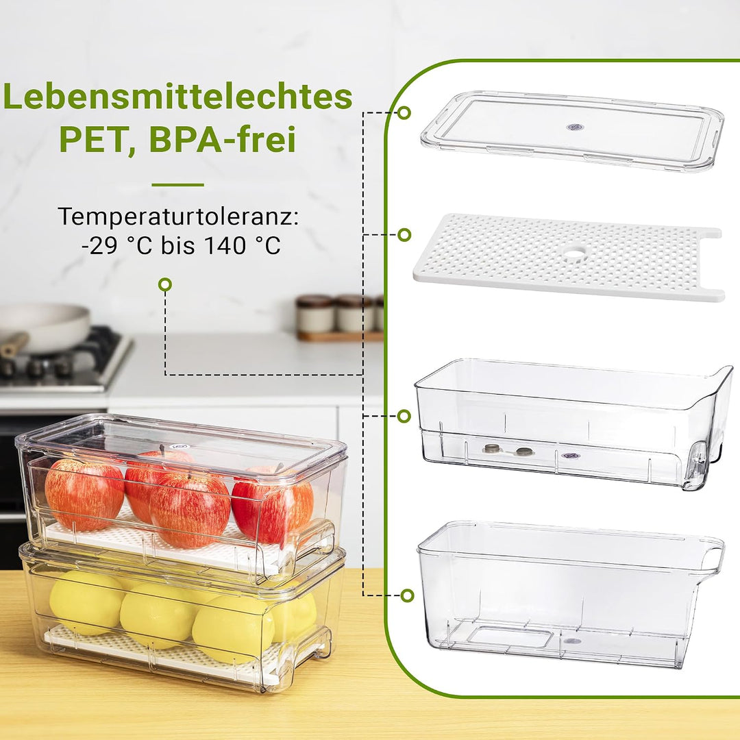 Imncya 4er-Set Kühlschrank-Organizer Schubladen Boxen, Klare stapelbare Ausziehkühlschrank-Schublade