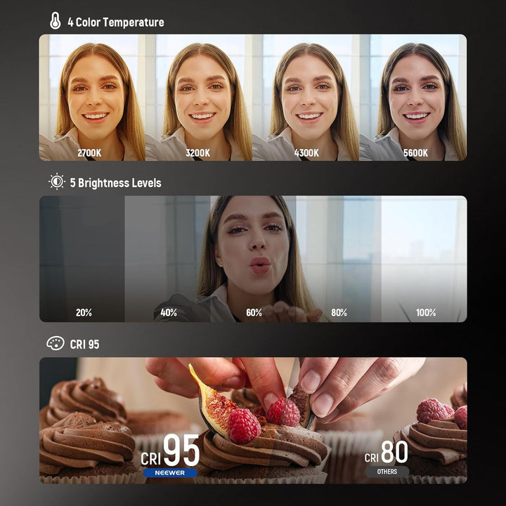 NEEWER Magnetisches Selfie Licht kompatibel mit iPhone MagSafe CRI95 700lx/0,3m Faltbare LED Handy F