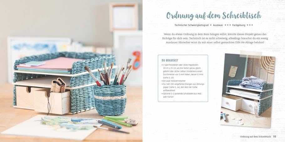 Paper Baskets. Körbe, Accessoires und Deko-Ideen aus Altpapier. Korbflechten mit detaillierten Anlei
