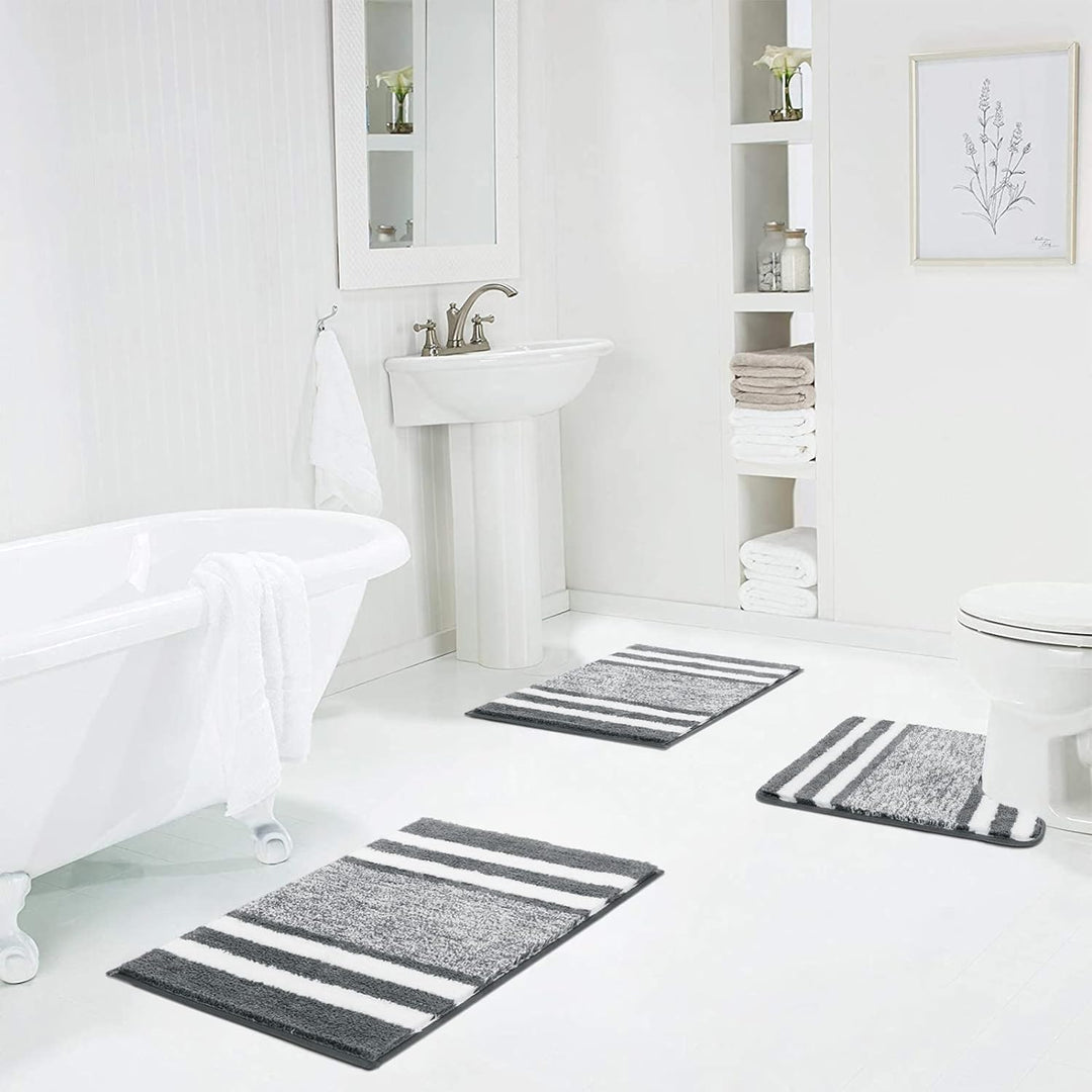 Pauwer Ultra Dicker Badteppich Set 3 Teilig Weich Hochflor Duschteppich Badematte Toilettenmatte Mas