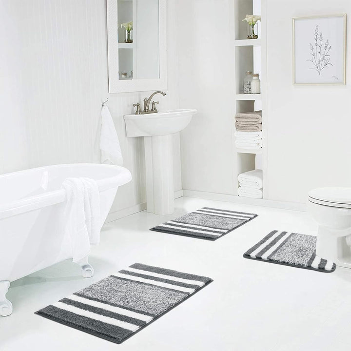 Pauwer Ultra Dicker Badteppich Set 3 Teilig Weich Hochflor Duschteppich Badematte Toilettenmatte Mas