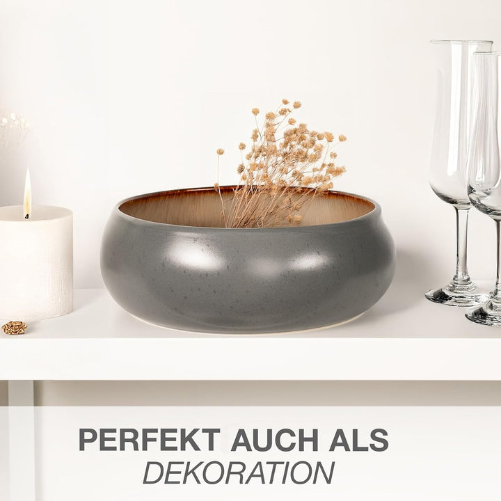 Moritz & Moritz SOLID Servierschale Beige - Grosse Schale aus hochwertigem Steinzeug, Modern & Zeitl