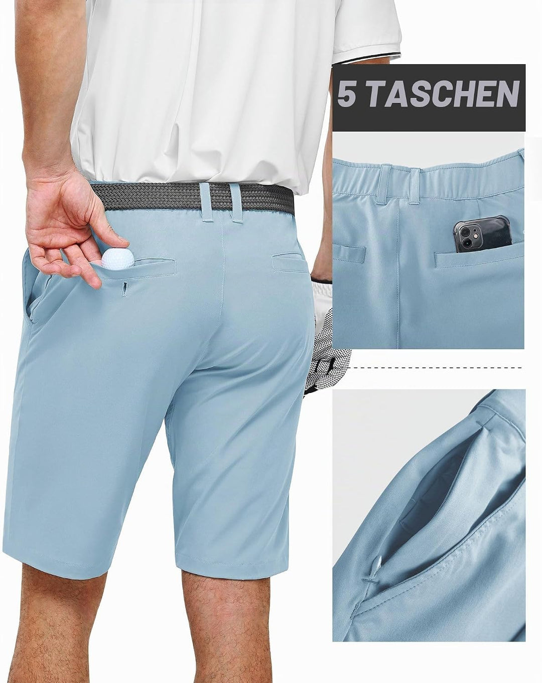 33,000ft Herren Golf Shorts Stretch Kurze Golfhosen Leichte Schnelltrocknende 11" Bermuda Shorts Kur