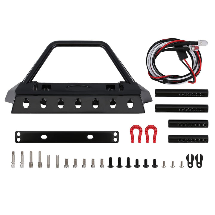 INJORA RC Crawler Front Stossstange mit LED Lampe für 1/10 RC Crawler Axial SCX10 90046 SCX10 III AX