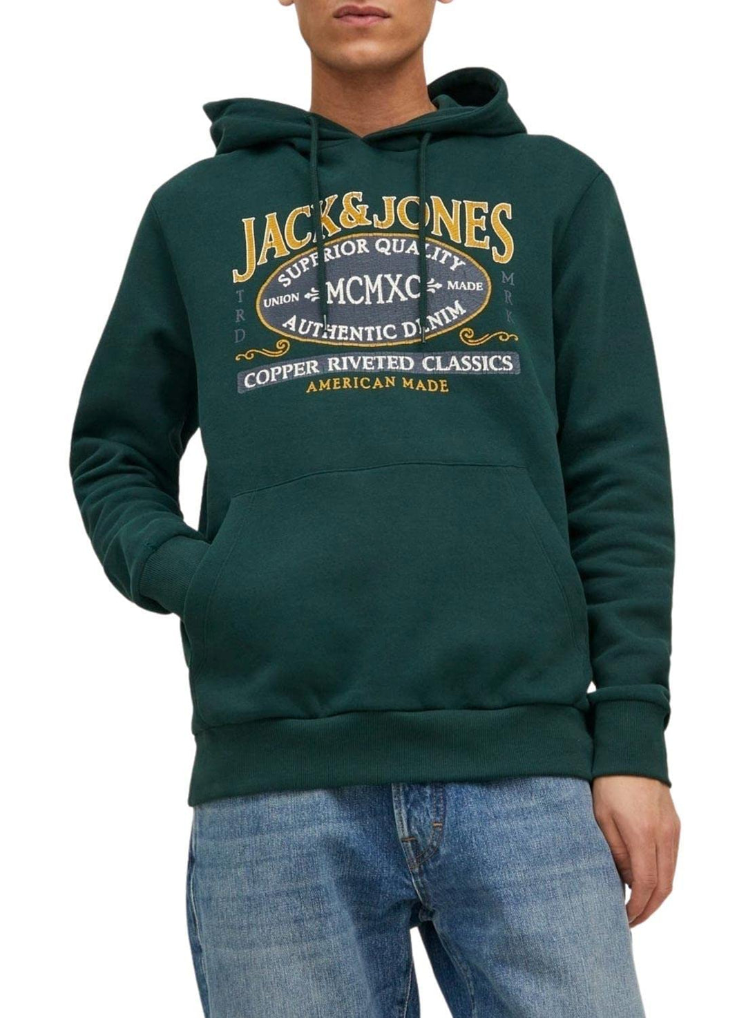 JACK & JONES Herren Jjnewdenim Sweat Hood Sweatshirt M Pine Grove, M Pine Grove