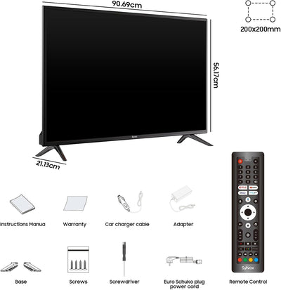 SYLVOX 40 Zoll Smart Google TV 12V Fernseher LED 1080P|10-32V|HBBTV |DVB-T2-S2|Handy Auf TV,Fernbedi