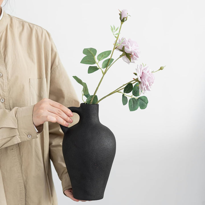 Schwarze Keramikvase, antike Keramikvase, kreative Vase, Moderne Wohnkultur, für Tafelaufsätze, Küch