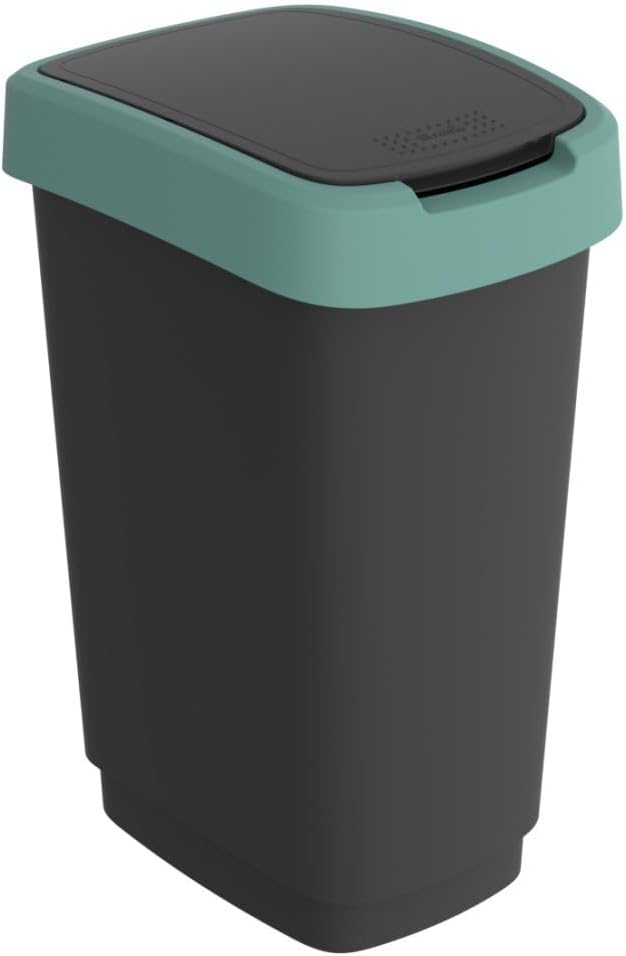 Rotho Twist Mülleimer Mülleimer mit Deckel zur Mülltrennung, Abfall-Recycling, BPA-frei (25L, Schwar