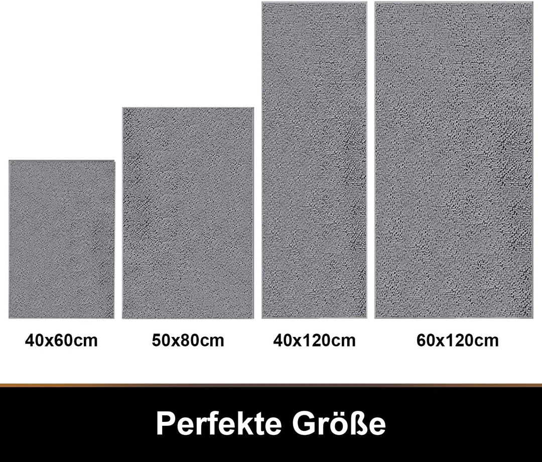 Homaxy rutschfeste Badematte Chenille Badezimmerteppich Mikrofaser Badteppich Saugfähige Hochflor Ba