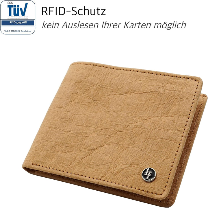 Locklair Herren Geldbörse aus veganem Papierleder, Männer Portemonnaie mit RFID-Schutz, Vegan Wallet