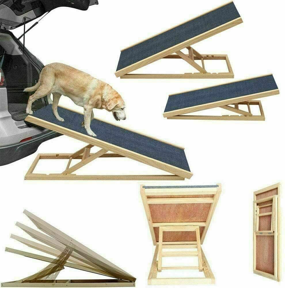 70 cm Hundeleiter Auffahrrampe für Haustiere mit Anti-rutsch Holz-Hunderampe für Haustieremit 2Höhen