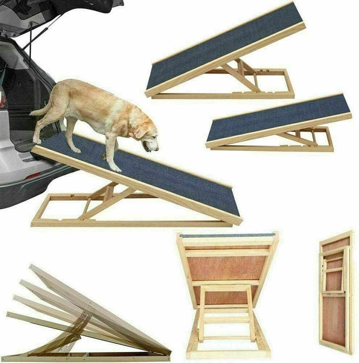 70 cm Hundeleiter Auffahrrampe für Haustiere mit Anti-rutsch Holz-Hunderampe für Haustieremit 2Höhen