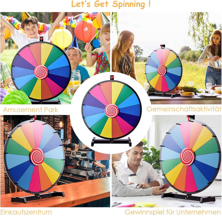 DREAMADE 24 Zoll Glücksrad zum drehen, Tischglücksrad für Lotteriespiele Wheel of Fortune Bunt, Prei