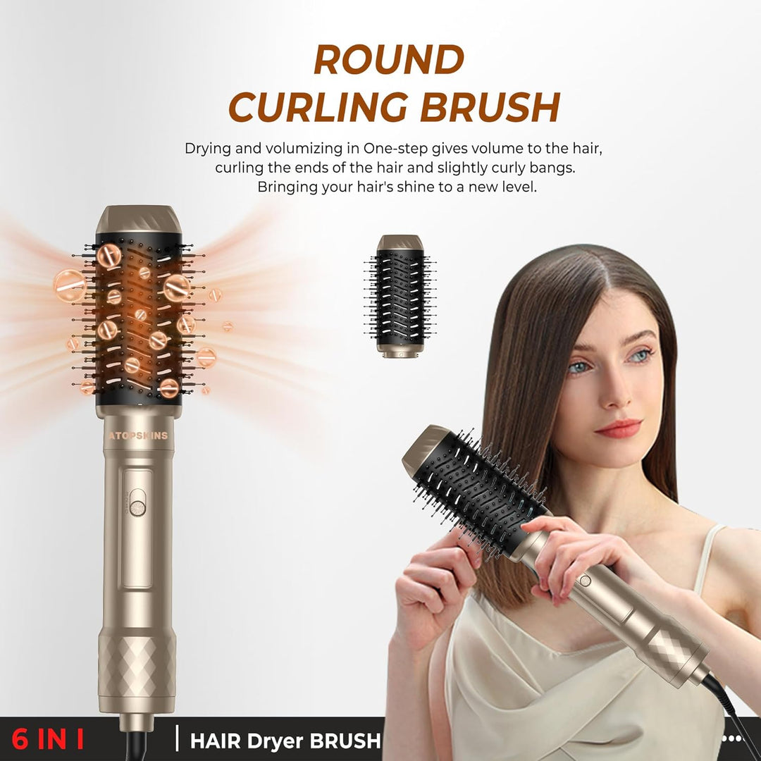 Hair Styler set 6 in 1, Airstyler Warmluftbürste Set für Alle Haartypen, mit Haartrockner Föhn,Lufts