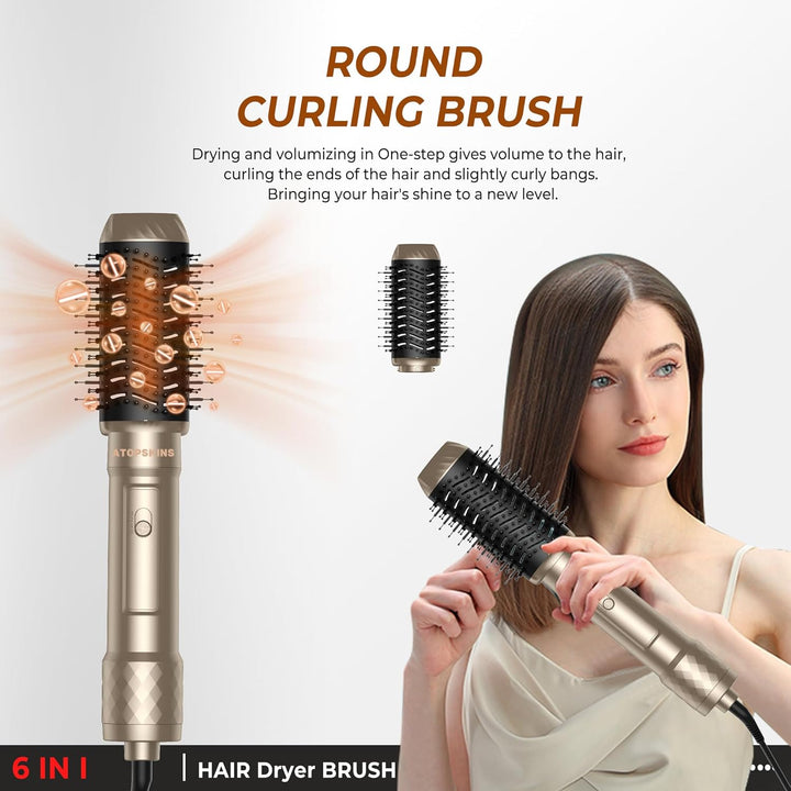 Hair Styler set 6 in 1, Airstyler Warmluftbürste Set für Alle Haartypen, mit Haartrockner Föhn,Lufts