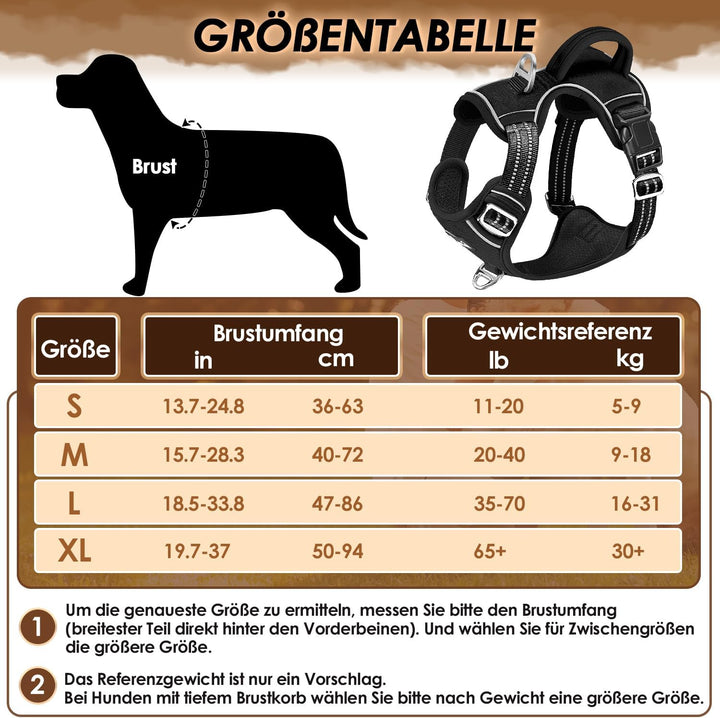 Eyein Hundegeschirr für Mittelgrosser Hunde, verstellbares atmungsaktives reflektierend, gepolstert