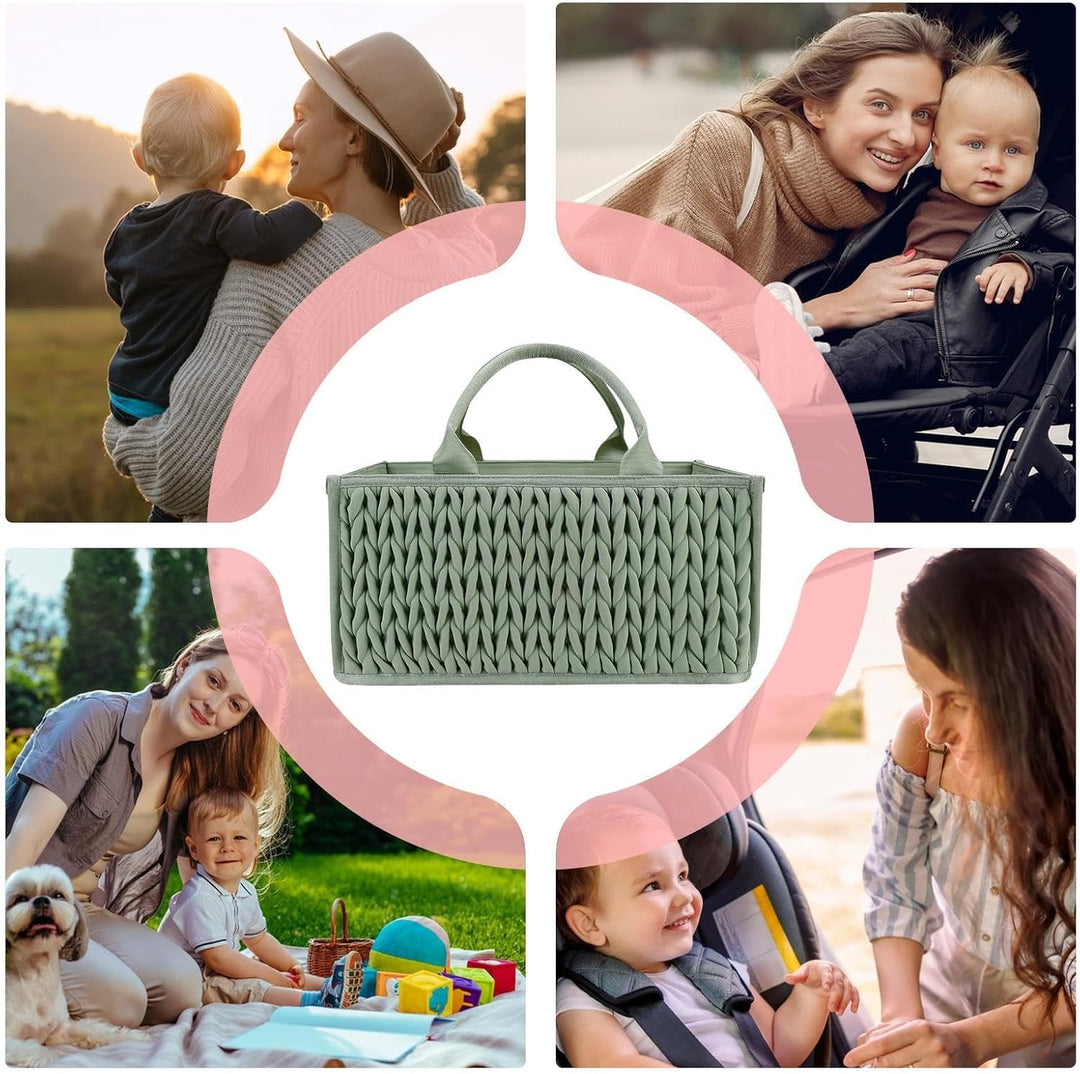 Tragbare Windel Caddy Organizer Korb mit Griffen für Baby und Tücher Grün, Grün