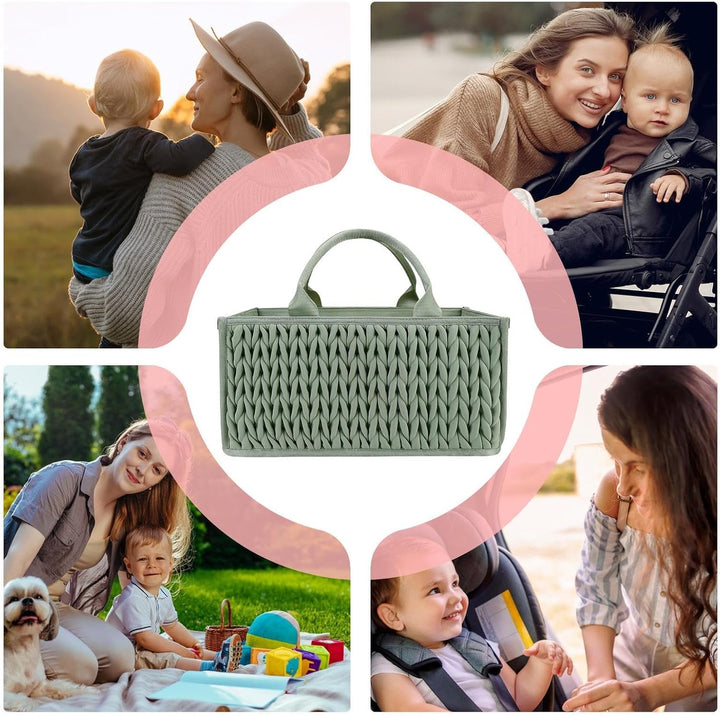 Tragbare Windel Caddy Organizer Korb mit Griffen für Baby und Tücher Grün, Grün