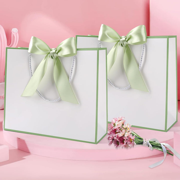 Geschenktüte mit Schleife,Geschenktüte Weiss,Geschenktaschen für Geburtstag, Hochzeit, Festivalfeier