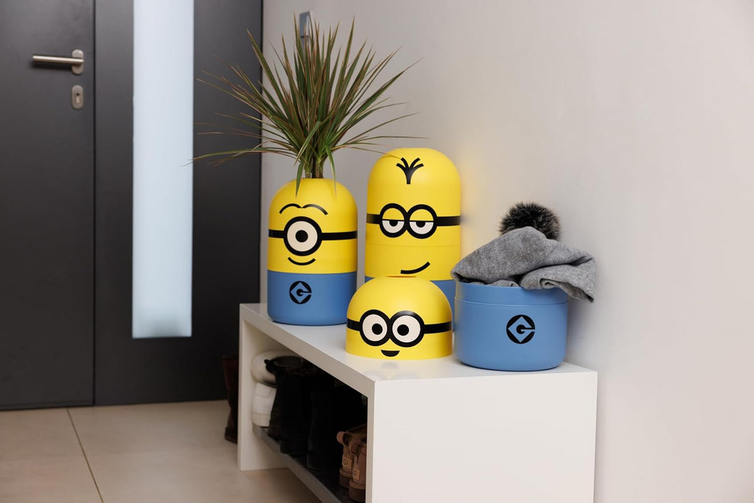 keeeper minions Aufbewahrungsbehälter Bob, 20 x 20 x 25 cm, 6 l, Stapelbar und leicht zu öffnen, Auf