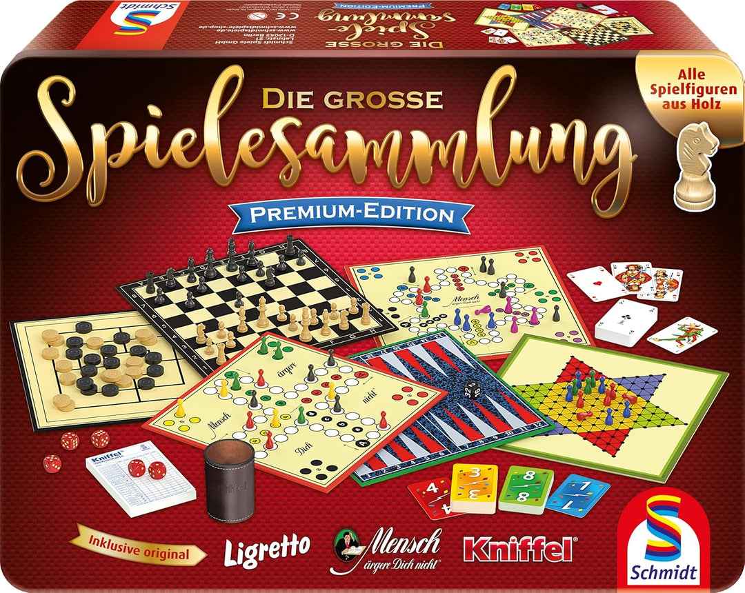 Schmidt Spiele 49197 Die grosse Spielesammlung Premium-Edition, in Einer Metallbox, Bunt