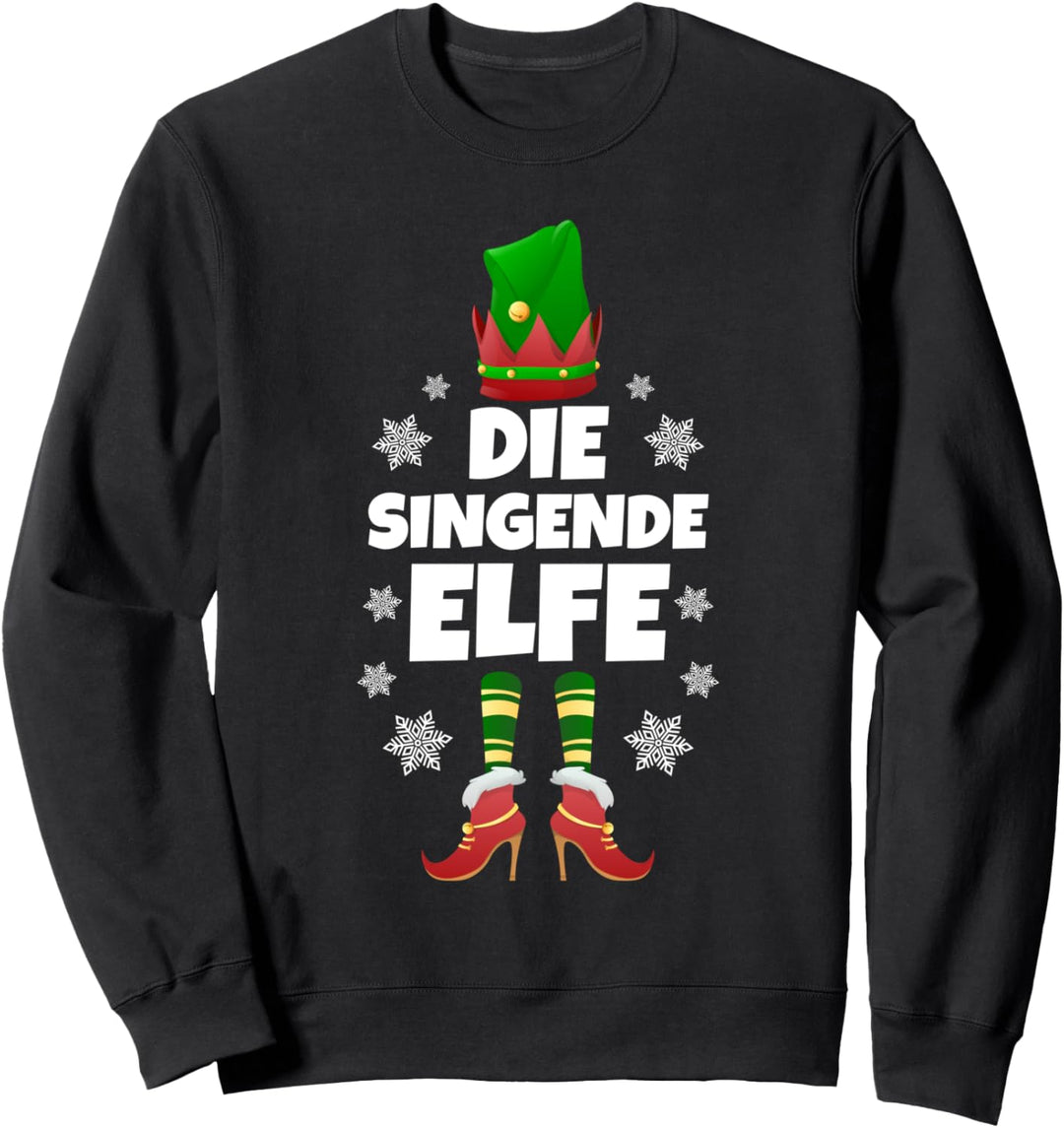 Singende Elfe Familien Outfit Weihnachten Weihnachtselfen Sweatshirt