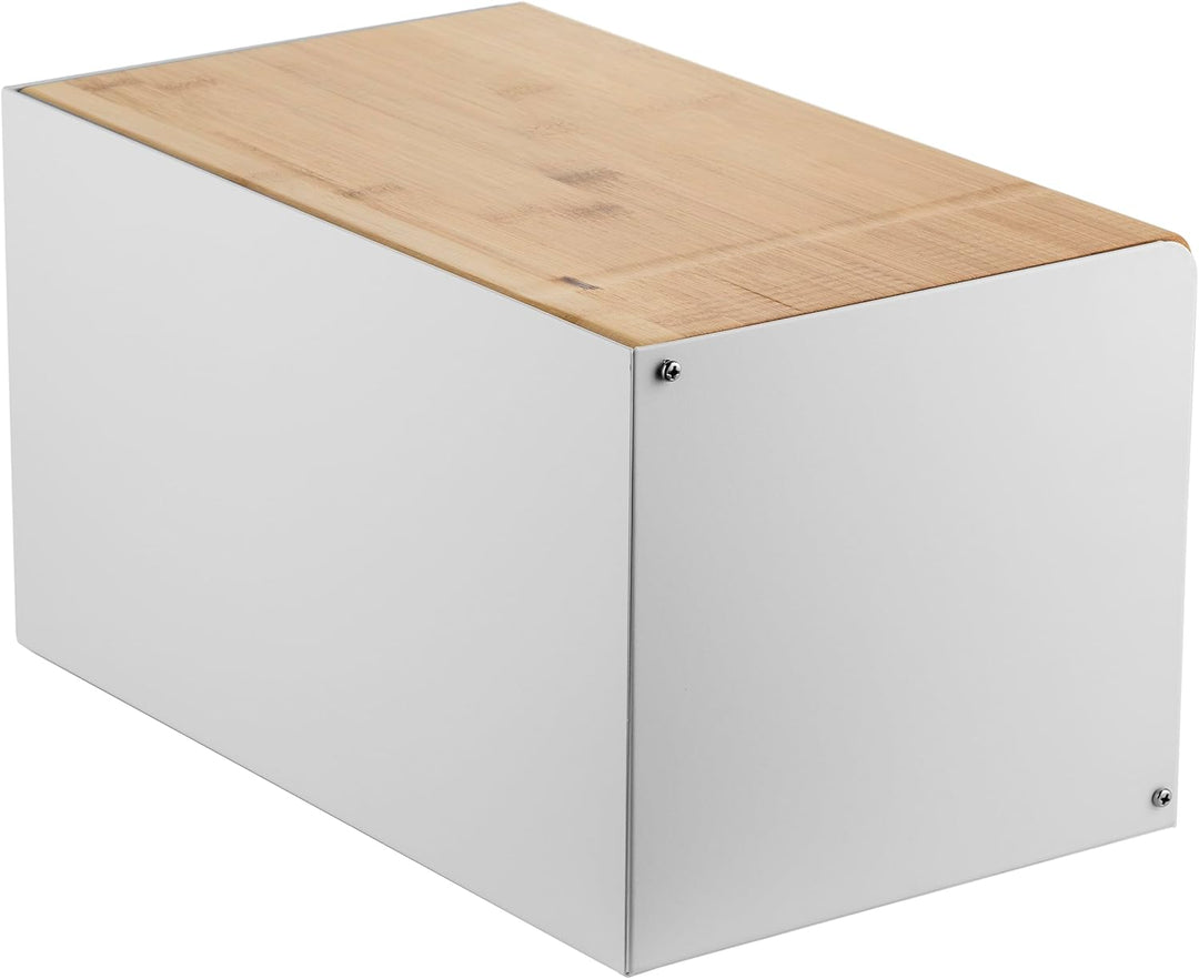 FLORINA Brotkasten BRUSTO 35,5 x 21,5 x 19,5 cm I Brotbox aus Stahl und Bambus-Deckel I Geräumiger u