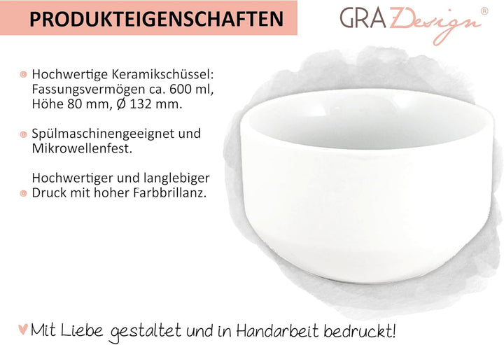 GRAZDesign Dino Müslischale mit Name Dinosaurier Kinder Schale personalisiert Keramik Mehrfarbig 13x