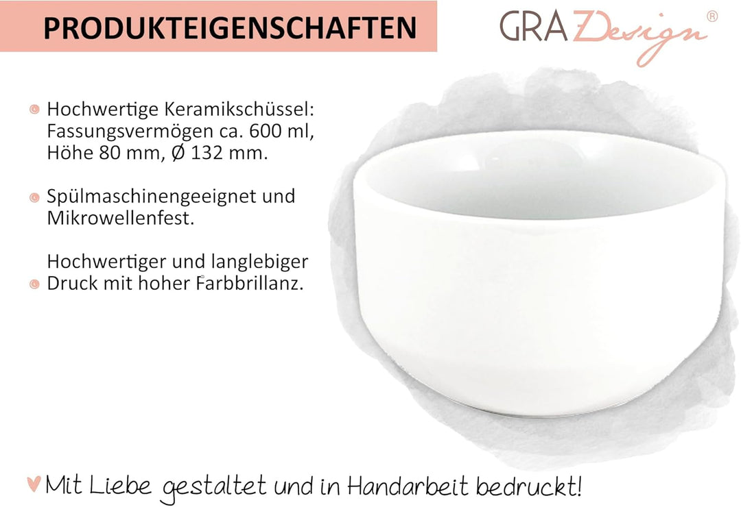 GRAZDesign Müslischale mit Name Dschungel Safari Tiere Kinder Schale personalisiert Keramik