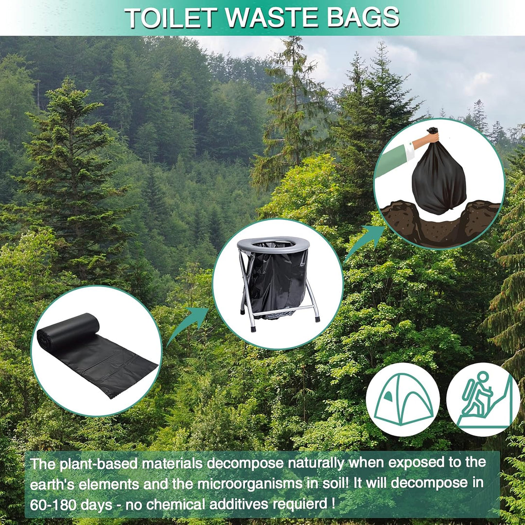 Sailortenx 60 tragbare Toilettenbeutel, 100% kompostierbar, 2,5 l, Camping-Toilettenbeutel, Verwendu