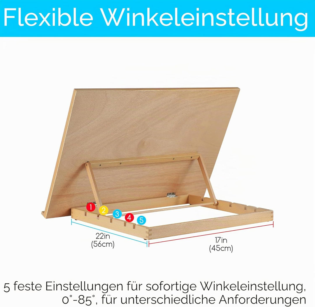 MEEDEN Extra grosse Schreibtischstaffelei: 50,8 x 76,2 cm, tragbar, Buchenholz, Standstaffelei – 5 P