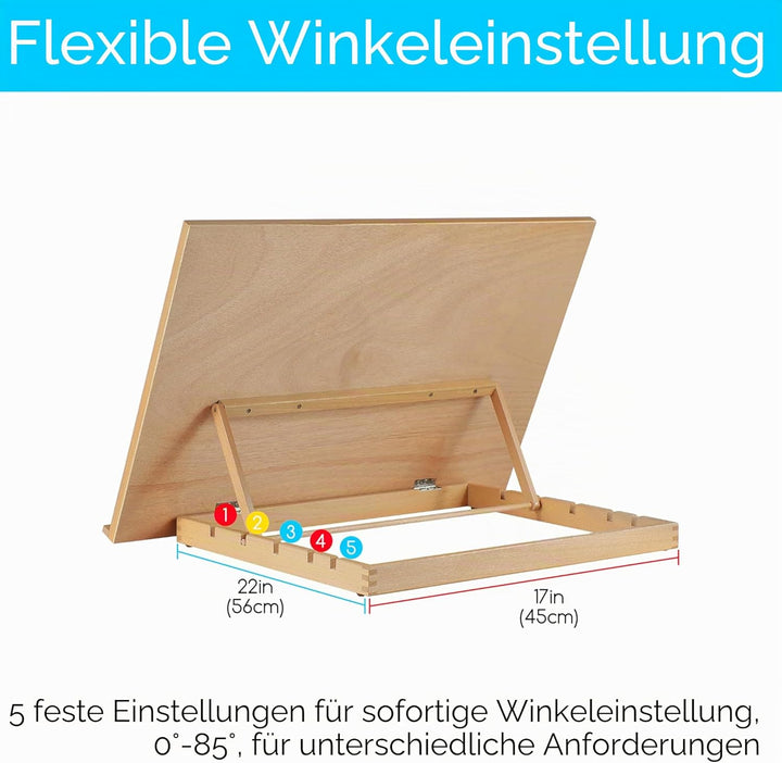 MEEDEN Extra grosse Schreibtischstaffelei: 50,8 x 76,2 cm, tragbar, Buchenholz, Standstaffelei – 5 P