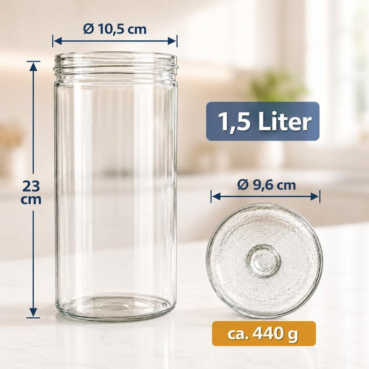 Fermentierglas 1,5L Fermentierset aus Borosilikatglas mit Gewicht für Sauerkraut, Hot Sauce, Met, Ci