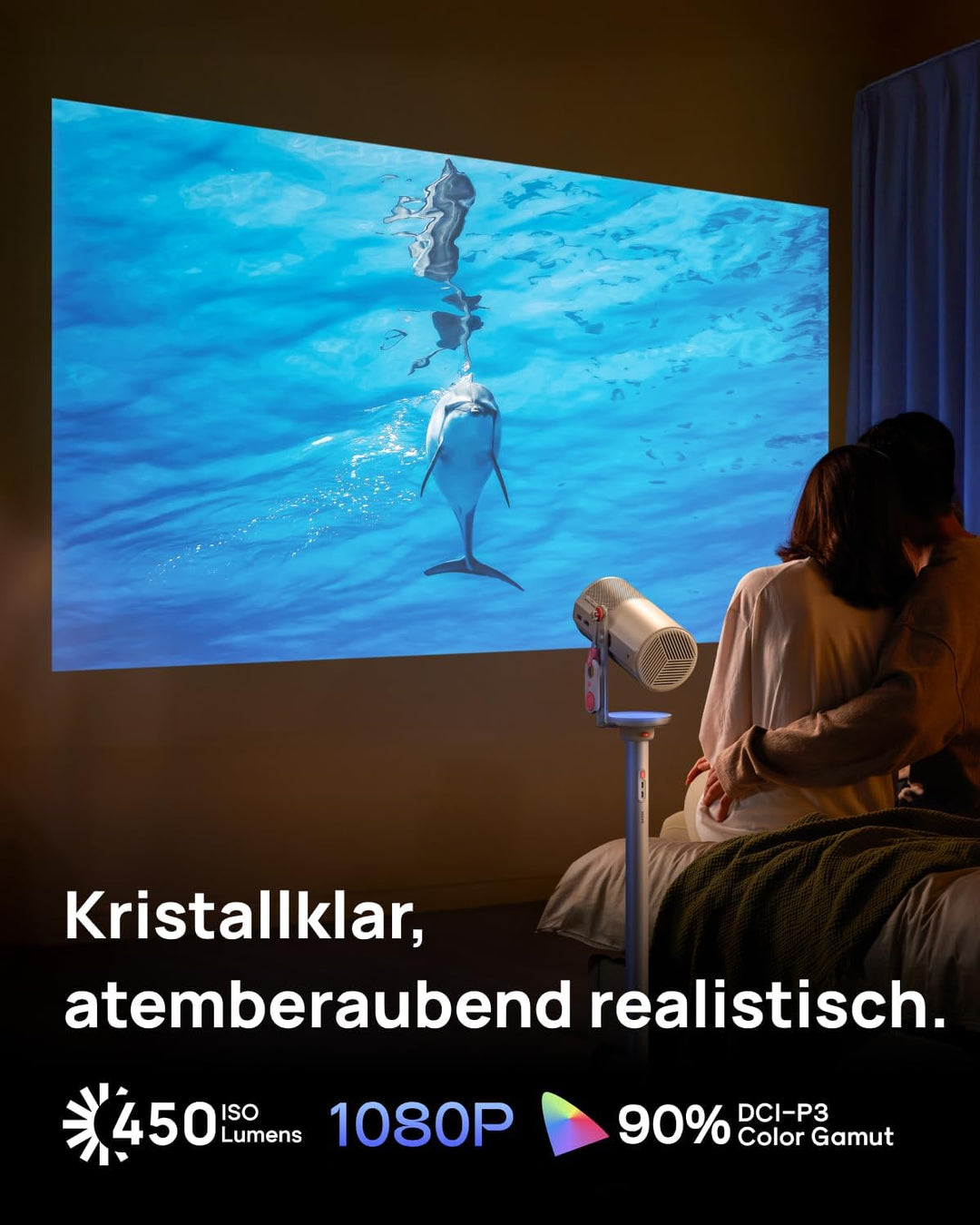 XGIMI MoGo 4 Mini Beamer mit Akku – Smart Outdoor Heimkino mit Google TV & Netflix, 360° Ständer, 2,