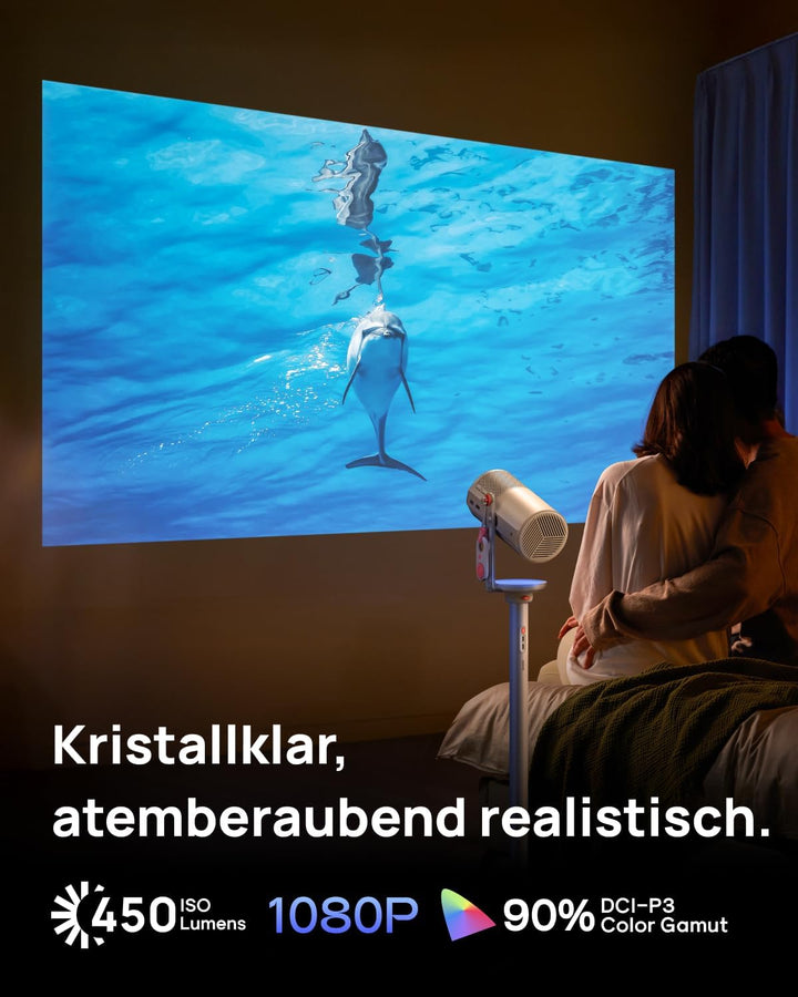 XGIMI MoGo 4 Mini Beamer mit Akku – Smart Outdoor Heimkino mit Google TV & Netflix, 360° Ständer, 2,