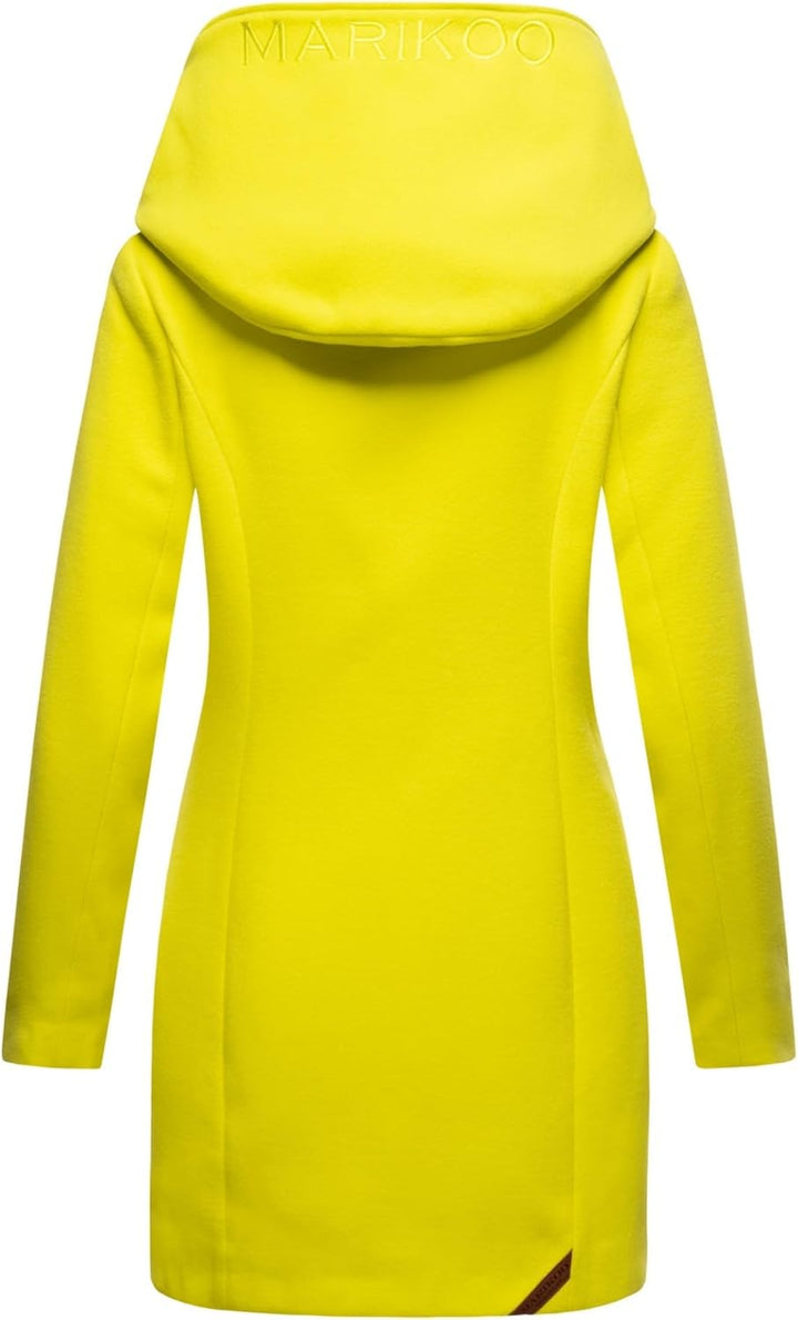 MARIKOO Damen Mantel Trenchcoat Wintermantel Übergangs Jacke Parka Lang B819 XS Lime-Green, XS Lime-