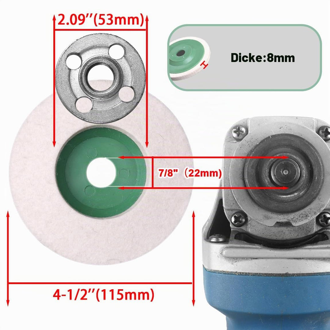 ATOPLEE Wolle Polierscheibe, 5 Stück 115mm DIA Polierscheibe für 4,5 Zoll Winkelschleifer, Wolle Fil