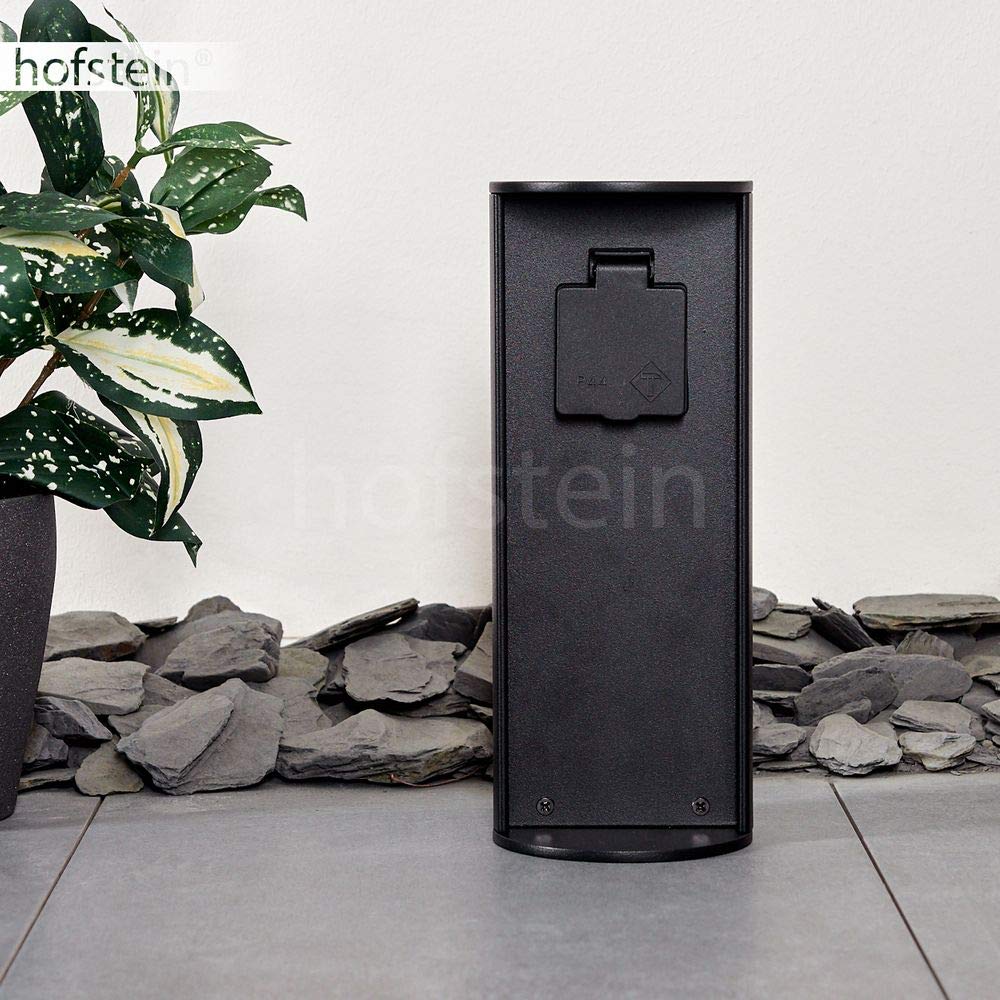 Steckdosensäule Stewart, zylindrische Säule aus Metall in schwarz, 1-fach Steckdose mit einer Höhe v