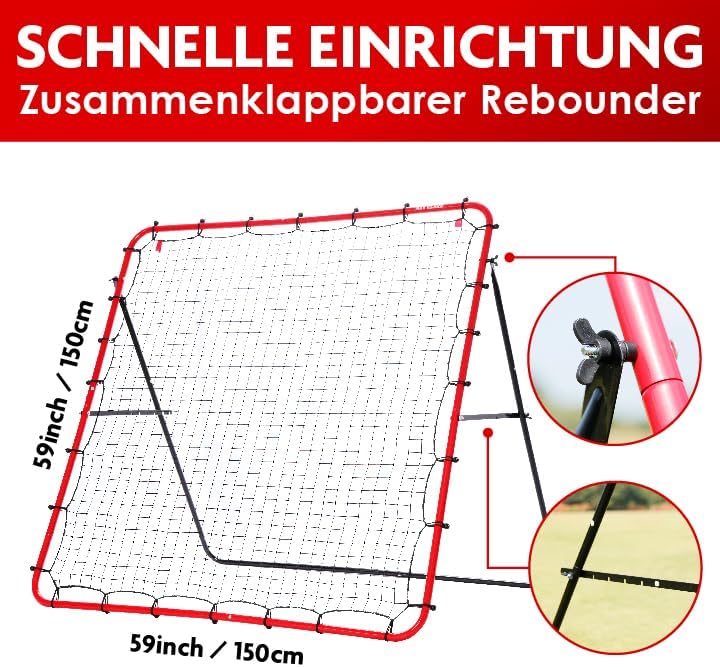 NET PLAYZ Rebounder für Fussball, 150 x 150 cm, Rebound Netz | Prellwand | Hilfsmittel und Ausrüstun